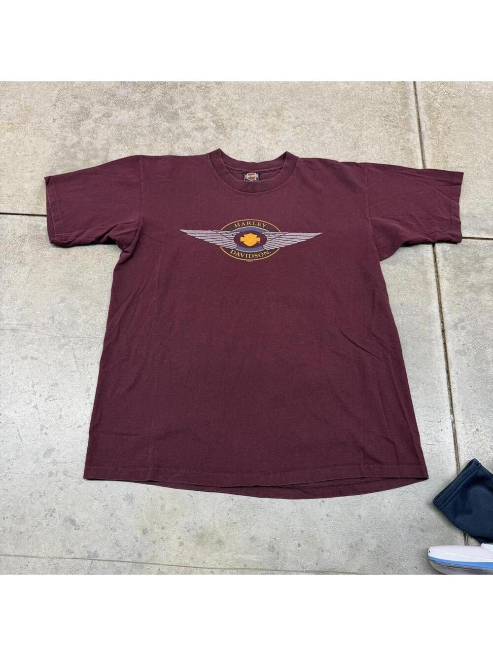 vintage harley davidson made in usa burgandy shirt size xl